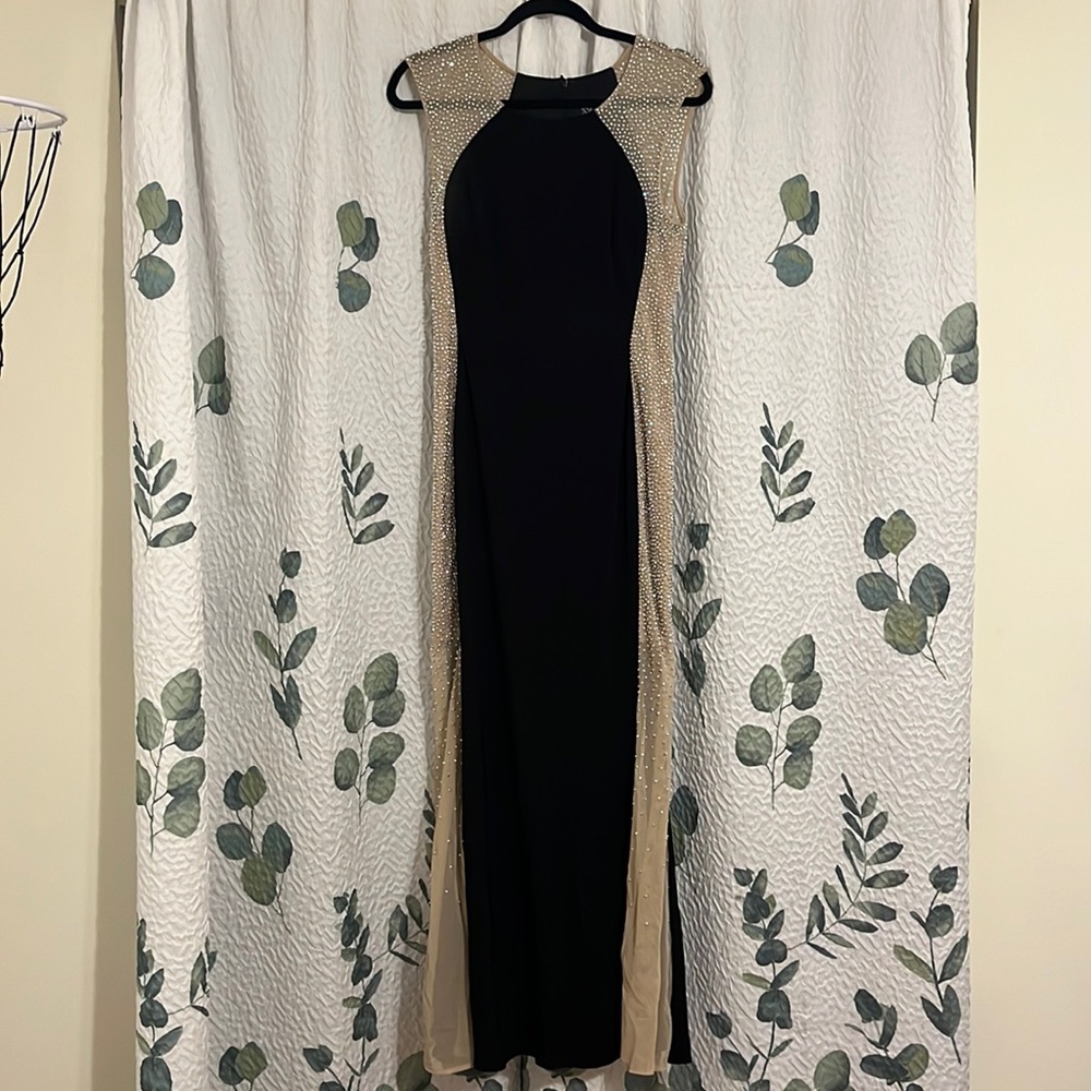 Black long dress with rhinestone sides